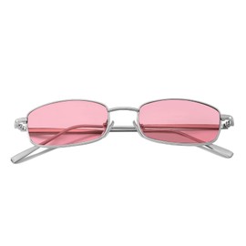 FEISEDY Vintage Small Rectangle Sunglasses Women Men Retro Trendy Square Metal Frame Sun Glasses B2295
