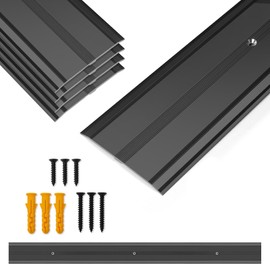 Orechic 36" L x 2.4" W Aluminum Floor Transition Strip Metal Door Threshold, 0.1" H Flat Profile for Carpet Vinyl Wood Tile Concrete Flooring Gaps, Modern Doorway Protector Decoration(Black,5pcs)