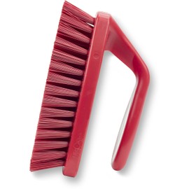 SPARTA Scrub Brush with Iron Shaped Handle and Stiff Bristles, Heavy Duty Scrubber Brush for Kitchen, Bathroom, Shower, Tile, Sink, Carpet and Bakepans, Polypropylene, 6 Inches, Red