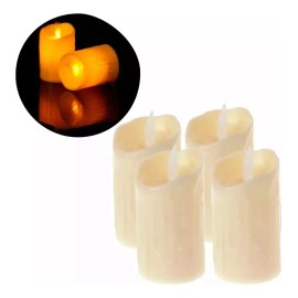 12 Velas Luz Led Ámbar Derretidas Navidad Halloween 9cm