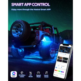 Torchbeam RGBW Rock Lights for Trucks, 6 Pods Music and Velocity Mode Underglow LED Lighting Kit, Bluetooth APP and Wireless Remote Double Controls, Multicolor Neon Lights Under Off Road Jeep ATV UTV