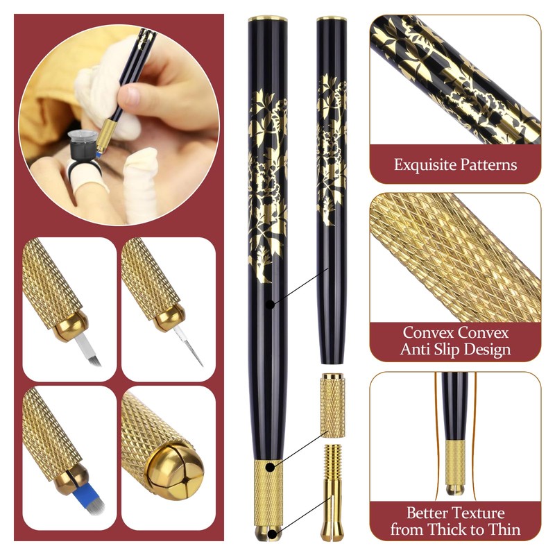 ATOMUS Flower Microblading Pen Kit Black Tattoo Eyebrow Manual Pen