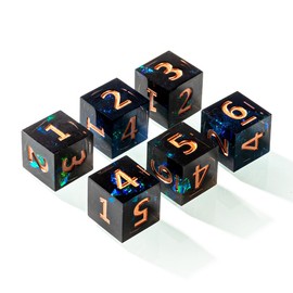 Yourandoll 6pcs Polyhedral Dice D6 Dice 6-Sided Resin Dice for Dungeons and Dragons, DND, TRPG, MTG Dice and More Table Games (Green Black)