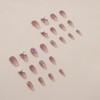 Set of 24 Nail Tips Bud Flower Decoration Line Square