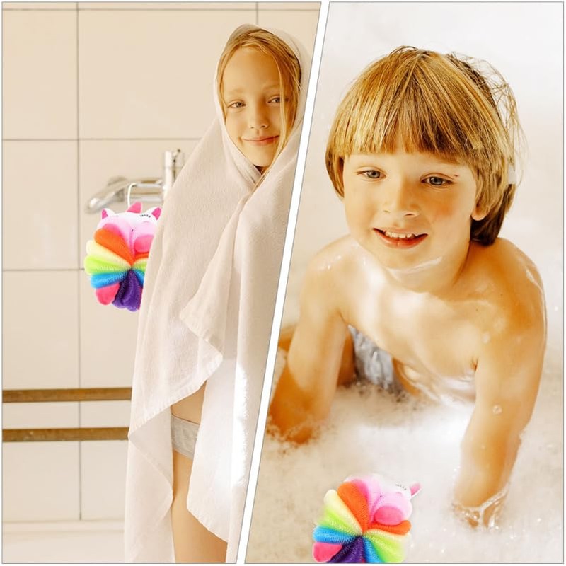Pretyzoom Piezas Esponjas Baño Infantiles Forma Unicornio Sirena Bolas Exfoliantes