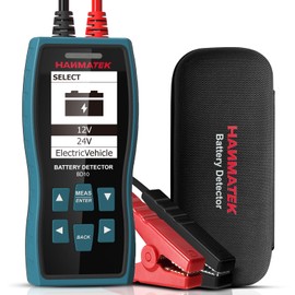 HANMATEK BD10 - Probador de batería de coche de 12 V/24 V, probador de carga de 100-2000 CCA probador de alternador automotriz, analizador de batería digital de auto, probador de sistema de arranque para coche, camión, motocicleta, SUV, barco