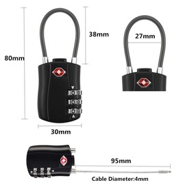 TSA Locks, Digit Combination Padlockss and Steel Cable Combination Travel Security Lock, Luggage Travel Lock Coded Lock for Baggage Travel Bag, Suit Case, Gym, Bike Locks (TSA Luggage Locks -2)