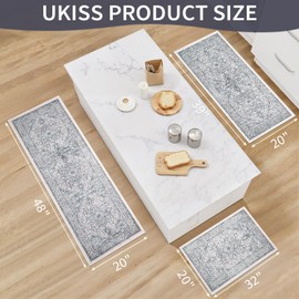 Boho Washable Kitchen Rugs Sets of 3, Non Slip Faux Wool Kitchen Mats for Floor, Thick Comfort Kitchen Floor Mat Carpet Runner Rugs for Hallway Laundry Indoor Entryway Holiday Decor