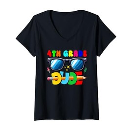 Womens 4th Grade Dude Back To School Sunglasses Students Kids Boy V-Neck T-Shirt
