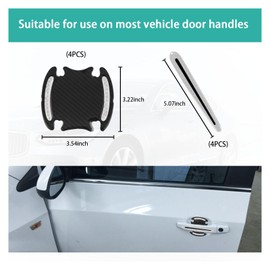 Augeny 8 PCS Car Door Handle Protector Reflective Stickers, Universal 3D Carbon Fiber Auto Door Handle Paint Guard, Anti-Scratch Car Door Bowl Protective Film for Most Cars (White)