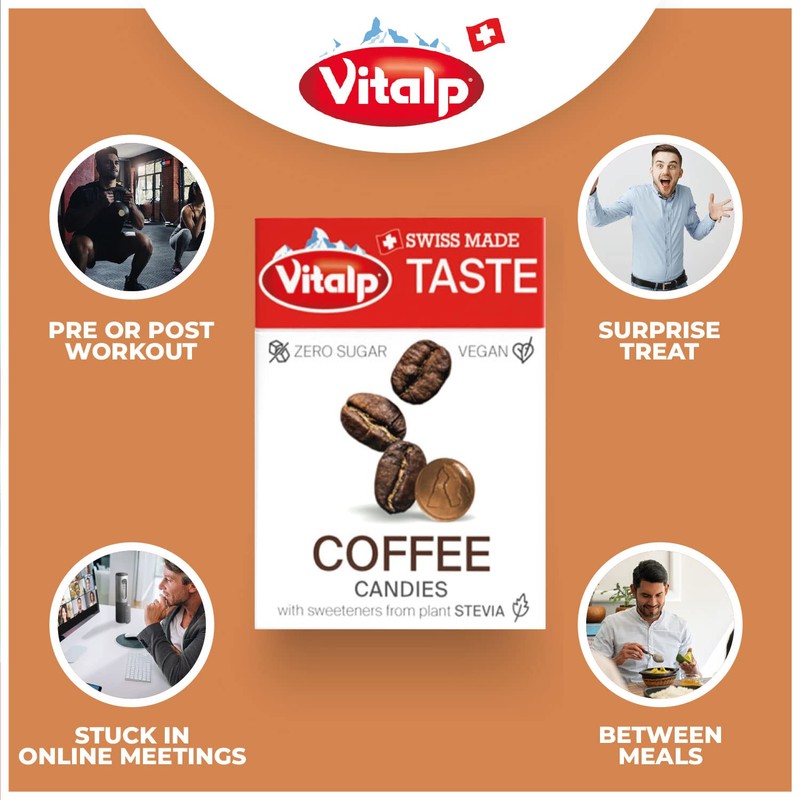 Vitalp Taste, Swiss Made, Sugar Free Candy with Stevia, Vegan,