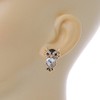 Crystal, Black Enamel Owl Stud Earrings In Gold Plating -