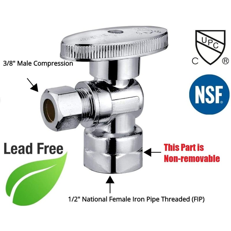 EZ-Fluid 1/2" FIP Iron Pipe x 3/8" Compression Chrome 1/4-Turn