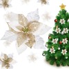 jim`s cabin Artificial Flowers Pack of 12 Glitter Poinsettias for