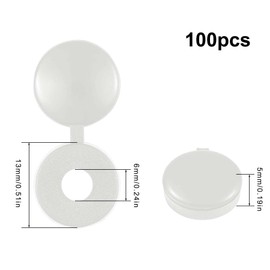 guangyuan Screw Covers 100pcs White Plastic Screw Cap Hinged Fold Over Caps Rubber Dust Washer Flip Tops for M4-M8 Screw