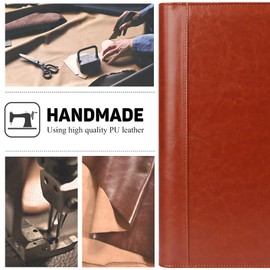 Toplive Leather 3 Ring Binder Padfolio Portfolio Folder, Business Interview Resume Portfolio A4 Size Document Organizer with Clipboard Receipt Sleeve and Card Holder,Brown