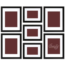 Craig Frames 1WB3BK Picture Frame 7-Piece Wall Set, Black Frames, White Display Mats