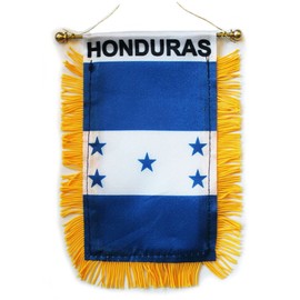 Honduras Fringed Rear-View Mirror Window Hanging Flag with Suction Cup