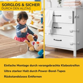 borbee® Children's Safety Set Edge Protection Baby (12x) and Child Safety Cabinet (8X) - Extra Strong Hold & Easy to Use for All Furniture - Corner Protection Baby & Drawer Lock Baby (20)