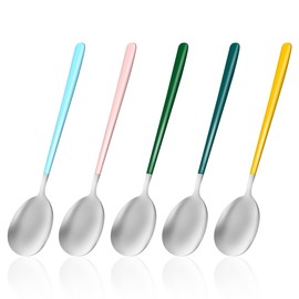 HAIKING Stainless Steel Spoon, 5 PCS Practical Dinner Spoons for Dessert, Soup, Fruit (18.5 x 3.7 cm/7.28 x 1.45 in)