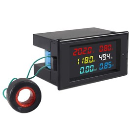 AC Display Meter 80-300V 100A Voltage Current Power Factor Frequency Electric Energy Monitor Ammeter Voltmeter Multimeter Tester 110V 220V Digital Color LCD Volt Amp Watt Detector Reader Panel