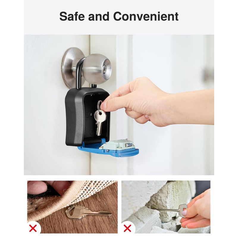 Puroma Key Lock Box, Portable Combination Lockbox Wall-Mounted Key Storage