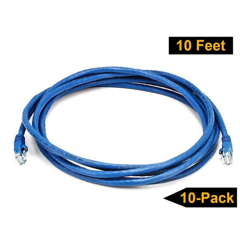 iMBAPrice 1' Cat5e Network Ethernet Patch Cable, 10 Pack, Blue