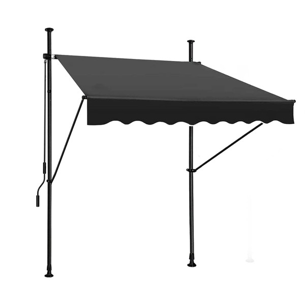 JEKITO Manual Retractable Awning – 78” Non-Screw Outdoor Sun Shade – Adjustable Pergola Shade Cover with UV Protection – 100% Polyester Made Outdoor Canopy – Ideal for Any Window or Door Black