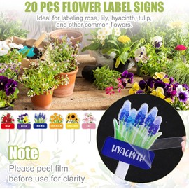 20 etiquetas acrílicas para plantas de flores, 20 etiquetas de estaca de plantas con nombres, marcadores impermeables para plantas de semillero, etiquetas reutilizables para plantas de