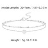 ankbrats Silver Layered Anklets for Women, Double Chain Heart Pendant