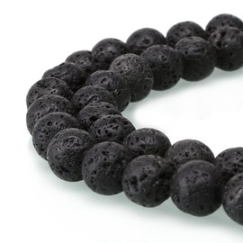 BRCbeads Black Lava Gemstone Loose Beads Well Polished Round 8mm Crystal Energy Stone Healing Power for Jewelry Making