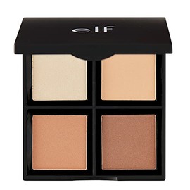 e.l.f. Paleta de contornos, 4 tonos, personalizable, fácil de aplicar, esculpe, matiza, ilumina, claro/medio, enriquecida con vitamina E, uso durante 