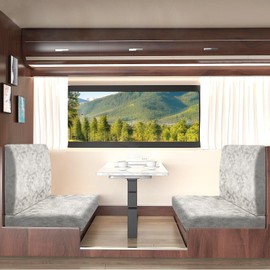 ANARACHON Leather Look RV Camper Dinette Cushion Covers, Washable RV Couch Cushion Covers Dinette Booth Seats Stretchable Camper Seat Covers (2 Backrest Cover & 2 Bench Cover, Light Beige)