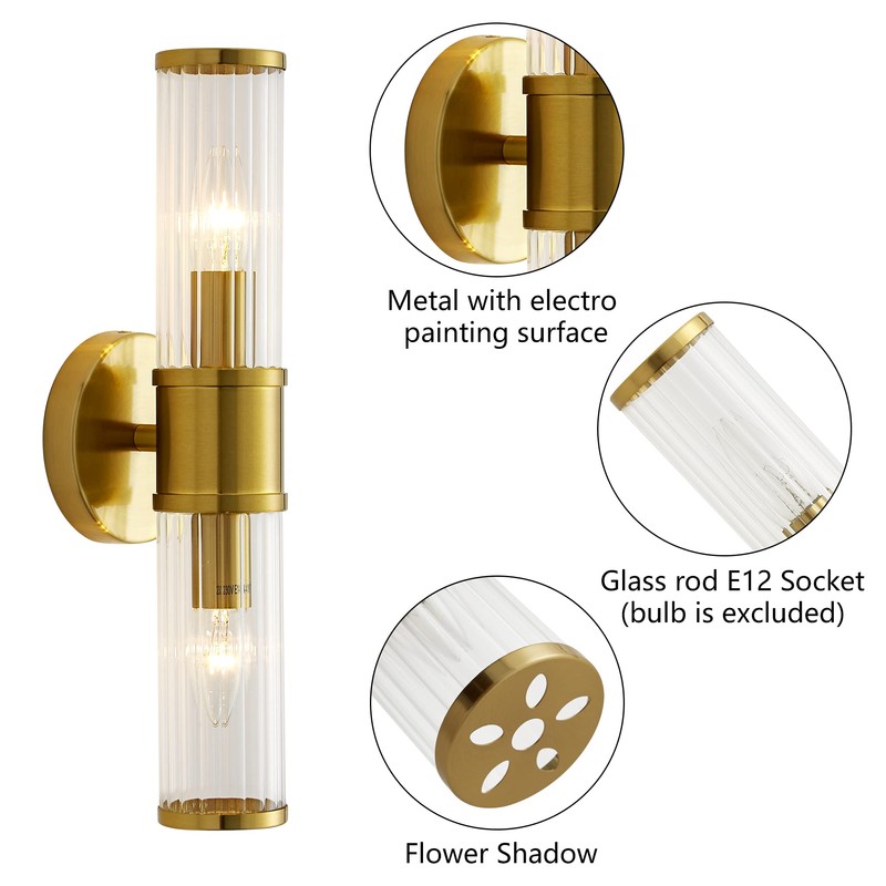 Linour Bathroom Light Fixtures - Gold Wall Sconce Wall Lighting