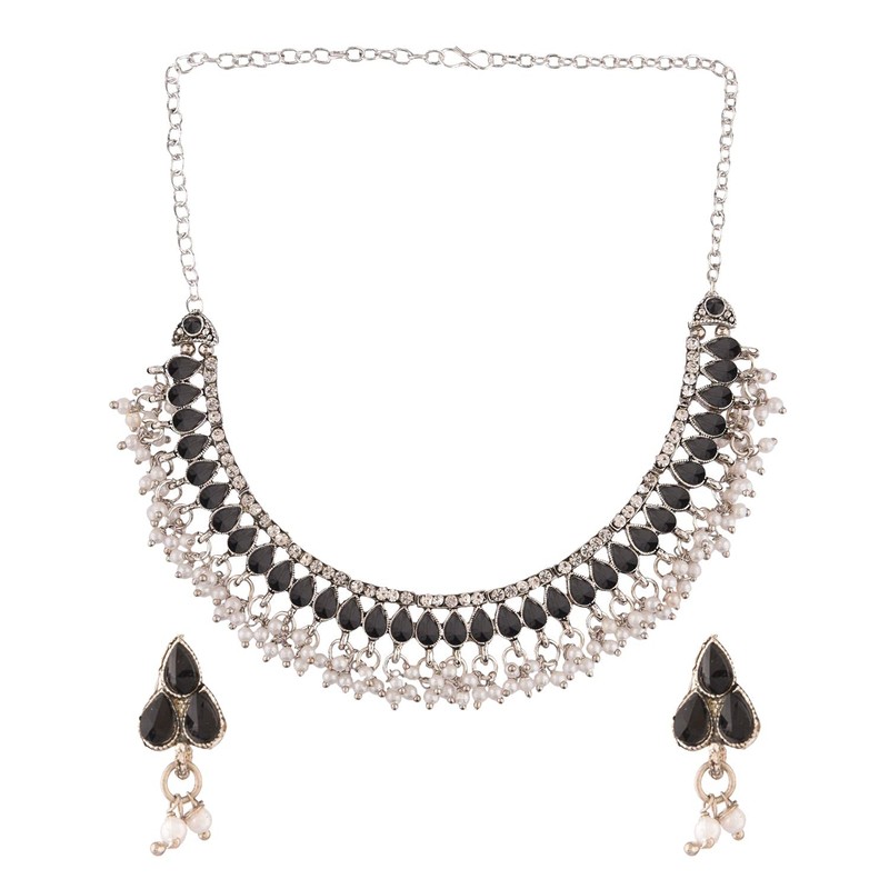 Efulgenz Conjunto de gargantilla, collar y pendientes de gota de
