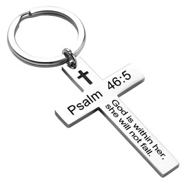 Catholic Bible Quote Keychain Christian Bag Charm for Women Aunt Mom Birthday Christmas Religious Gifts for Grandma Nana Jesus Cross Keychain God Is within Her She Will Not Fall Keychain Gift