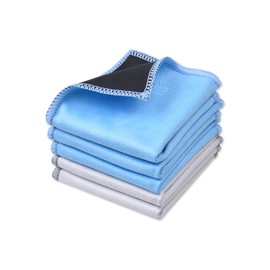 Eco-Fused Microfiber Cleaning Cloths - 5 Pack - Double-Sided Cleaning Cloths - Microfiber and Suede Cloth for Smartphones, LCD TV, Tablets, Laptop Screens, Camera Lenses (Blue & Grey - 5 Pack)