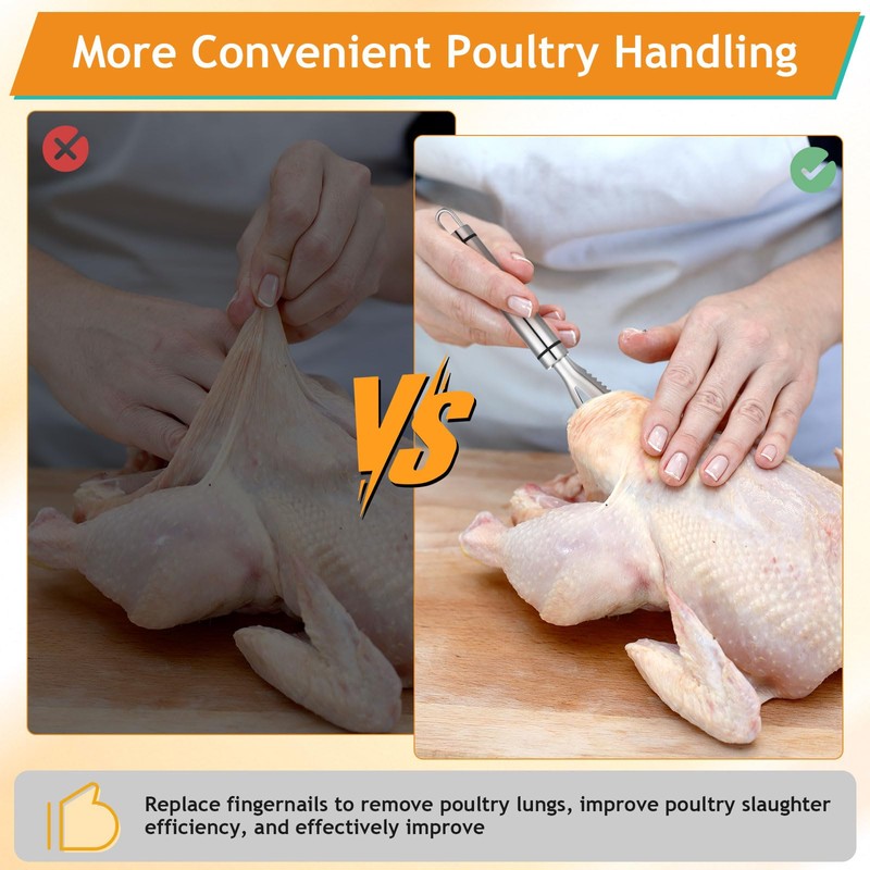 3pcs Stainless Steel Lung Remover Poultry Lung Scraper Practical Fish