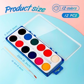 Extrapins 18 Pack Watercolor Paint Set,Washable Water Colors with Paint Brushes,Watercolor Paint Bulk for Kids,Water Color Paint for Classroom Parties Kindergarten and Art Activities