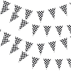 4 Pack Checkered Pennant Banner, BetterJonny 48 Flags Reusable Pennant Banner Triangle Racing Flag Banner for Party Christmas Birthday Bedroom Decoration