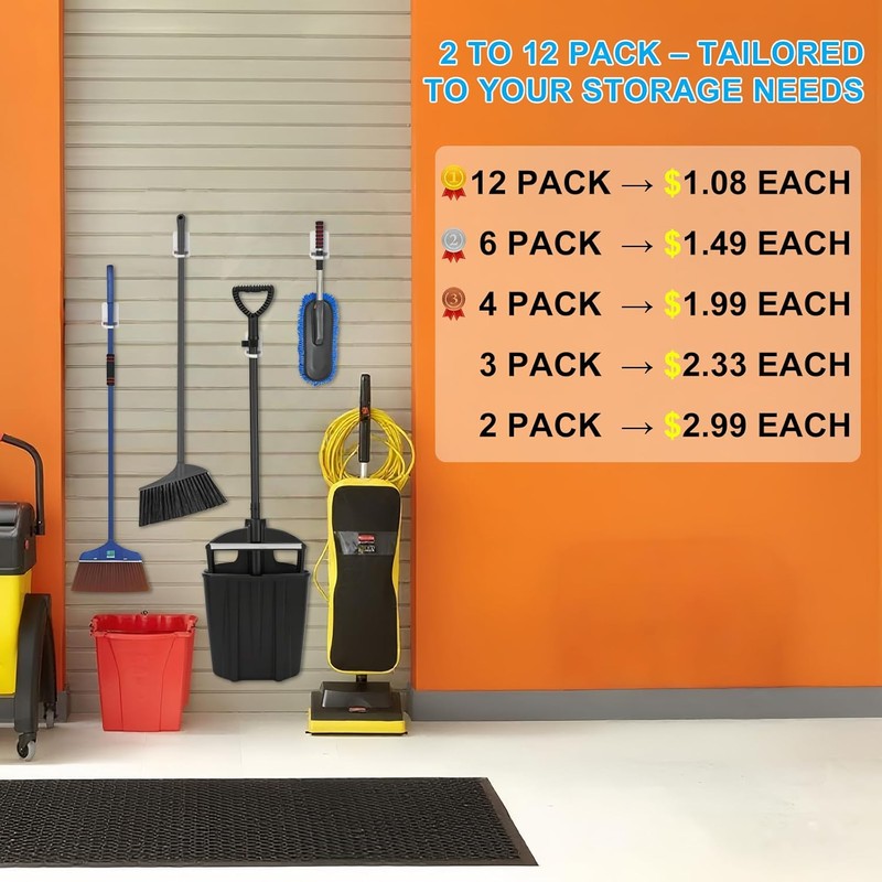 3pack Mop and Broom Holder Wall Mount Self Adhesive -