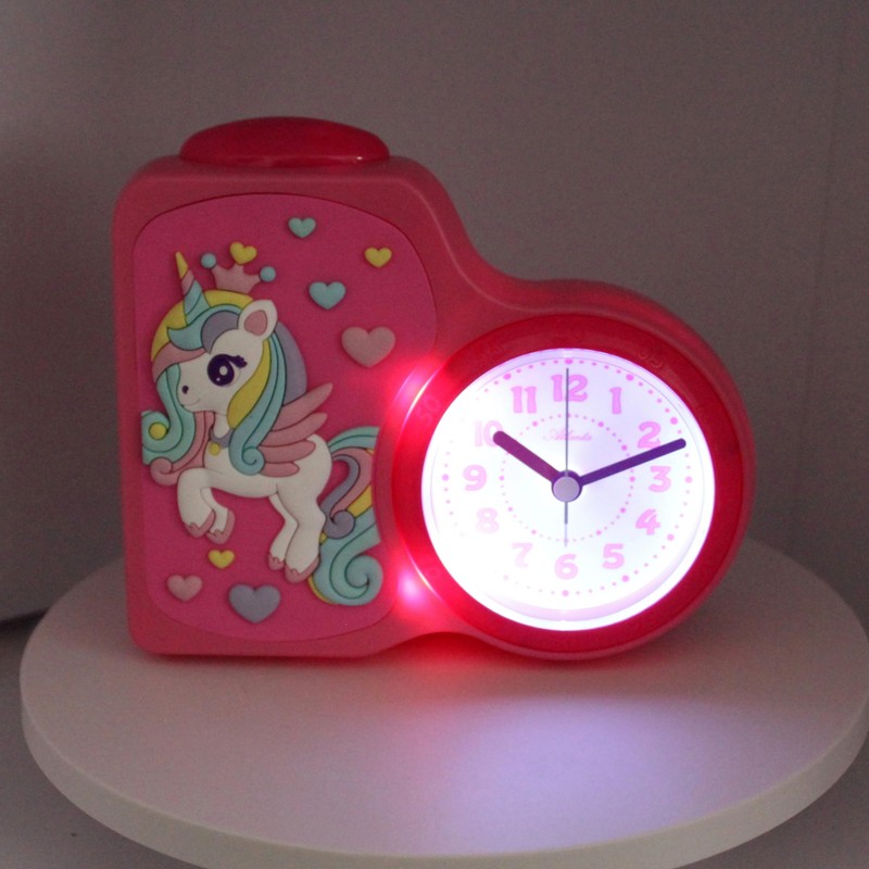 Atlanta Unicorn Children's Alarm Clock without Ticking for Girls Pink