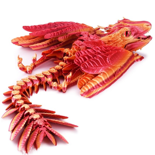 QINGMIAO 3D Printed Dragon, Feathered Wyvern Dragon, 3D Printing Toys,