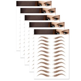 NHQZ 5 Sheets 4D Hair-Like Waterproof Eyebrow Tattoo Stickers Eyebrow Transfer Sticker Care Shaping Stickers for Women, Eyebrow Colour Brown (Brown)