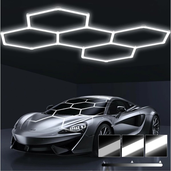 Gen 2 Hexagon Garage LED Light, Upgraded 3 Level Dimmable