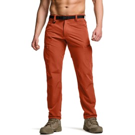 CQR Men's Quick Dry Tactical Pants, Water Resistant Outdoor Pants, Lightweight Stretch Cargo Work Hiking Pants, Rocky Cargo Burnt Orange, 32W x 32L