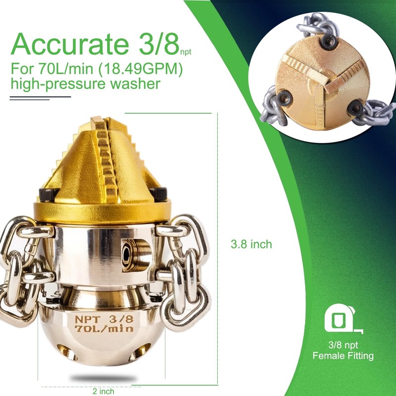 ZZHANFF 3/8 NPT Sewer Jetter Rotating Nozzle - Cutting Roots