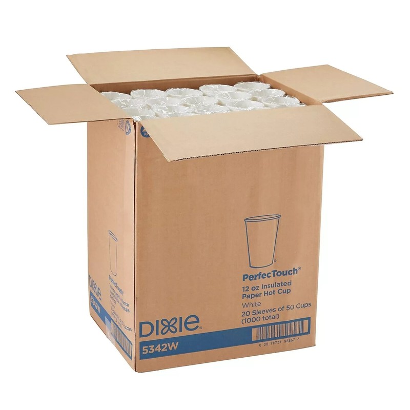 Dixie PerfecTouch Insulated Paper Hot Cup 12 oz. White 1000/Carton