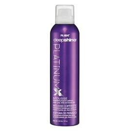RUSK Deepshine PlatinumX Mousse, Lightweight, Alcohol-Free, for Platinum, Blonde, Gray, and Silver Hair, Enhances Body and Volume While Restoring Haircolor, 8.8 oz