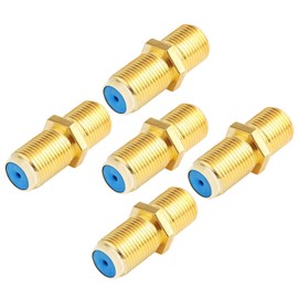 SAISN F81 Splice Barrel Connector 3GHz Female to Female F-Type Coaxial Cable Extension Adapter Couplers (Packof 5, Gold)